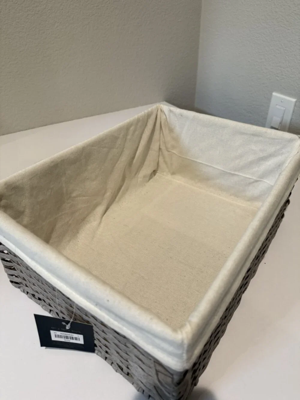 Container Store Montauk Rectangular Storage Basket Medium Grey 11x15x6.5 New Tag